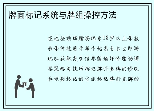 牌面标记系统与牌组操控方法